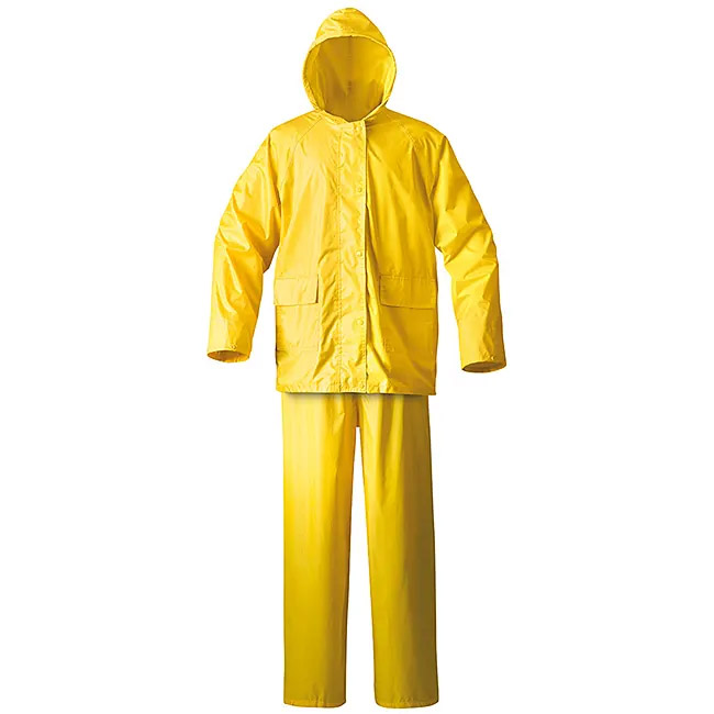 2Pce Rain Suit with Hood XL PVC Yellow The Nut Hut